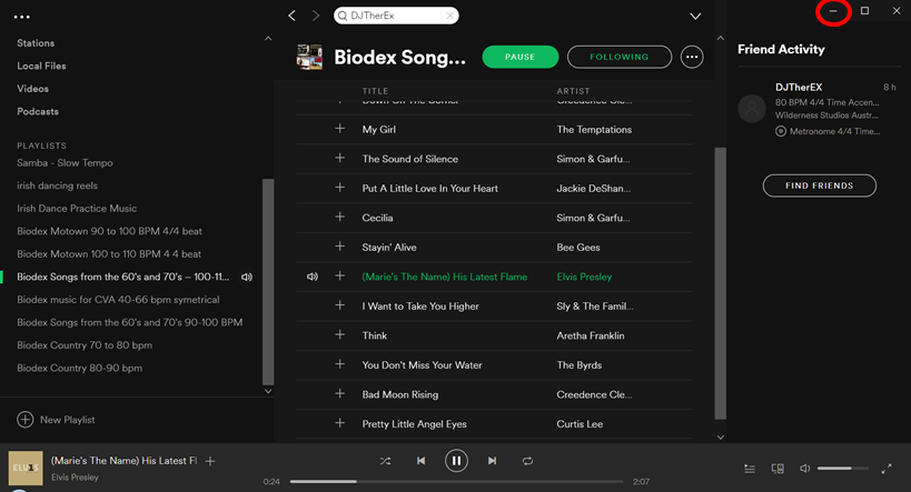 Select Spotify song to play screen